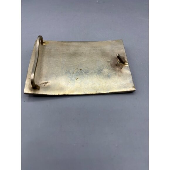 Vtg 2 Pc Stone Shell Bead Inlay Belt Buckle Set Oval Rectangle - Picture 6 of 8